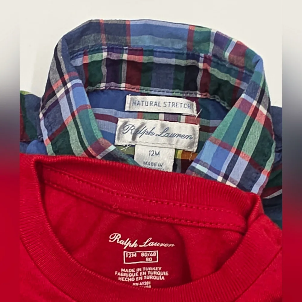 Ralph Lauren baby boy button down shirt and tee size 12 months